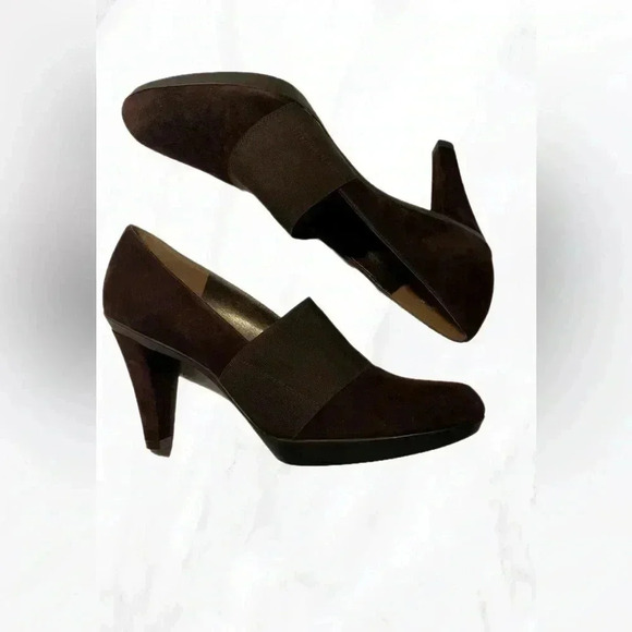 Like new Stuart Weitzman “bando” chocolate  suede platform leather heels 8 - Picture 1 of 4